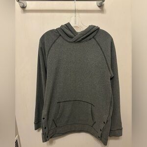 Stio Women's Medium Turpin Fleece Hoodie Pocket Snap Pullover Gray Outdoor